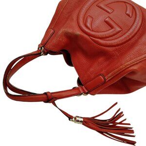 (S6) Gucci Tote Bag Red Leather